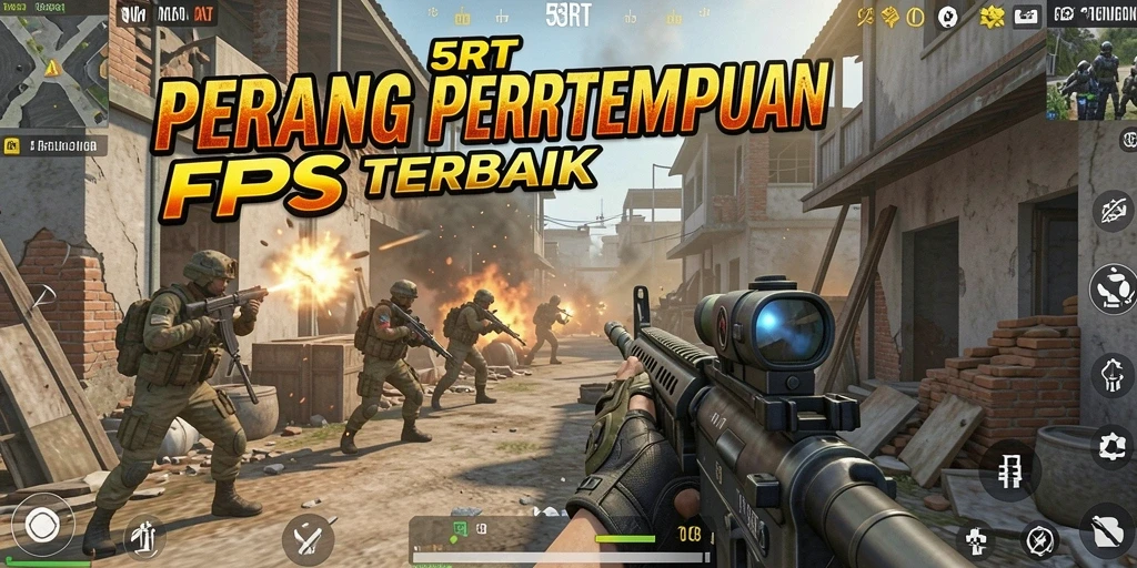 Screenshot gameplay 5RT yang menampilkan aksi tembak menembak seru.